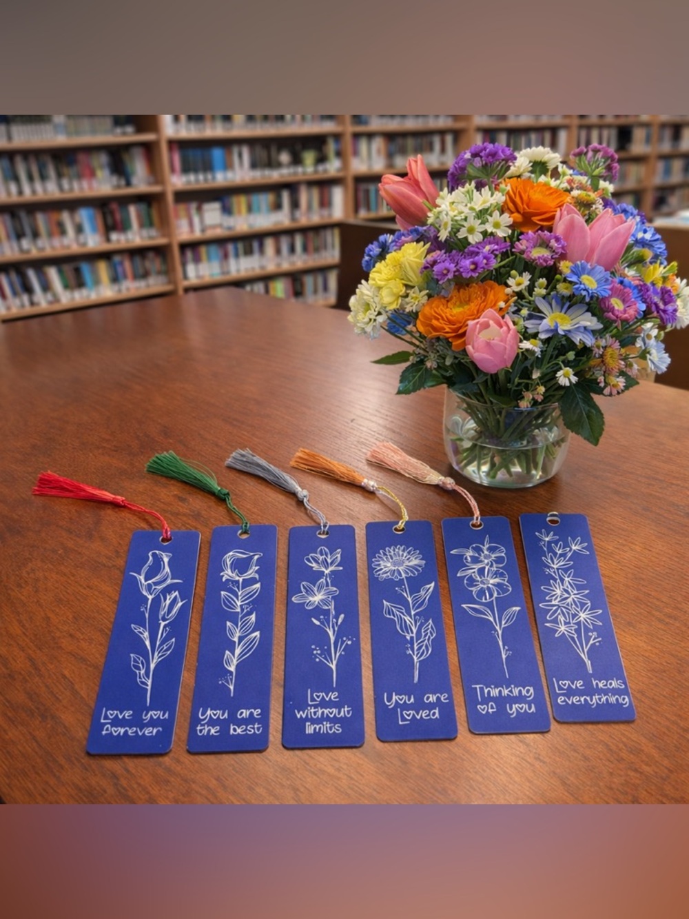 Hand crafted by me Engraved Bookmarks (Pick 3) choice of lavender, blue, or red.